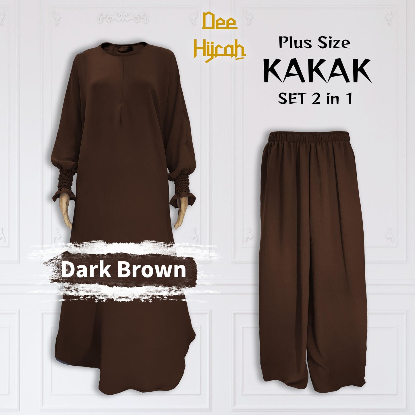 Set 2-in-1 and 4-in-1 KAKAK - Suit Jubah Dress with Pant - One size fit all loose fashion