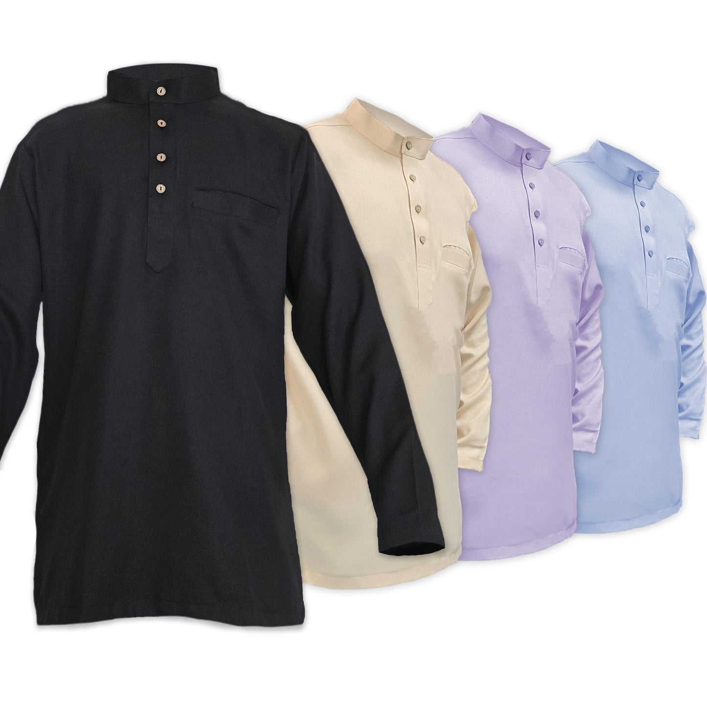 Baju Kurta Raya Classic Lengan Panjang Lelaki - Pakaian Muslim Lelaki Pocket Clothing All sizes Kanak-Kanak Remaja Dewasa