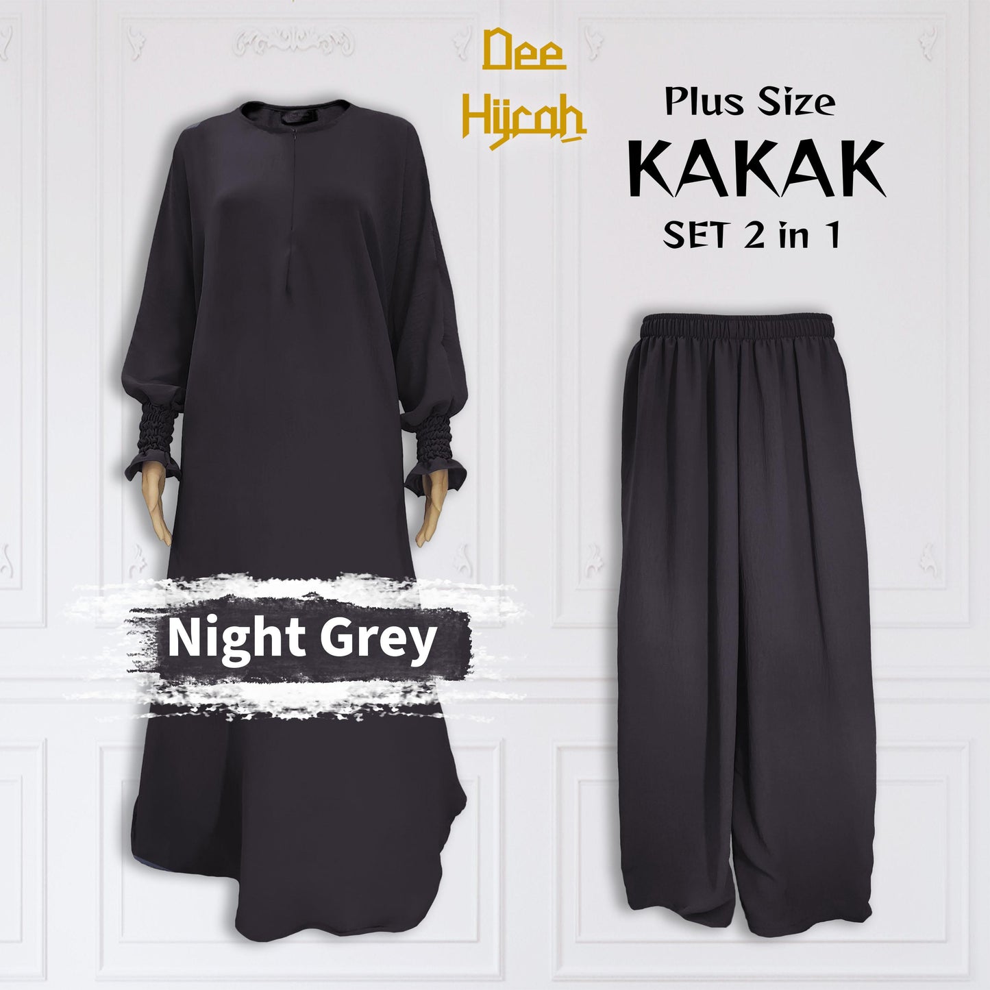 Set 2-in-1 and 4-in-1 KAKAK - Suit Jubah Dress with Pant - One size fit all loose fashion