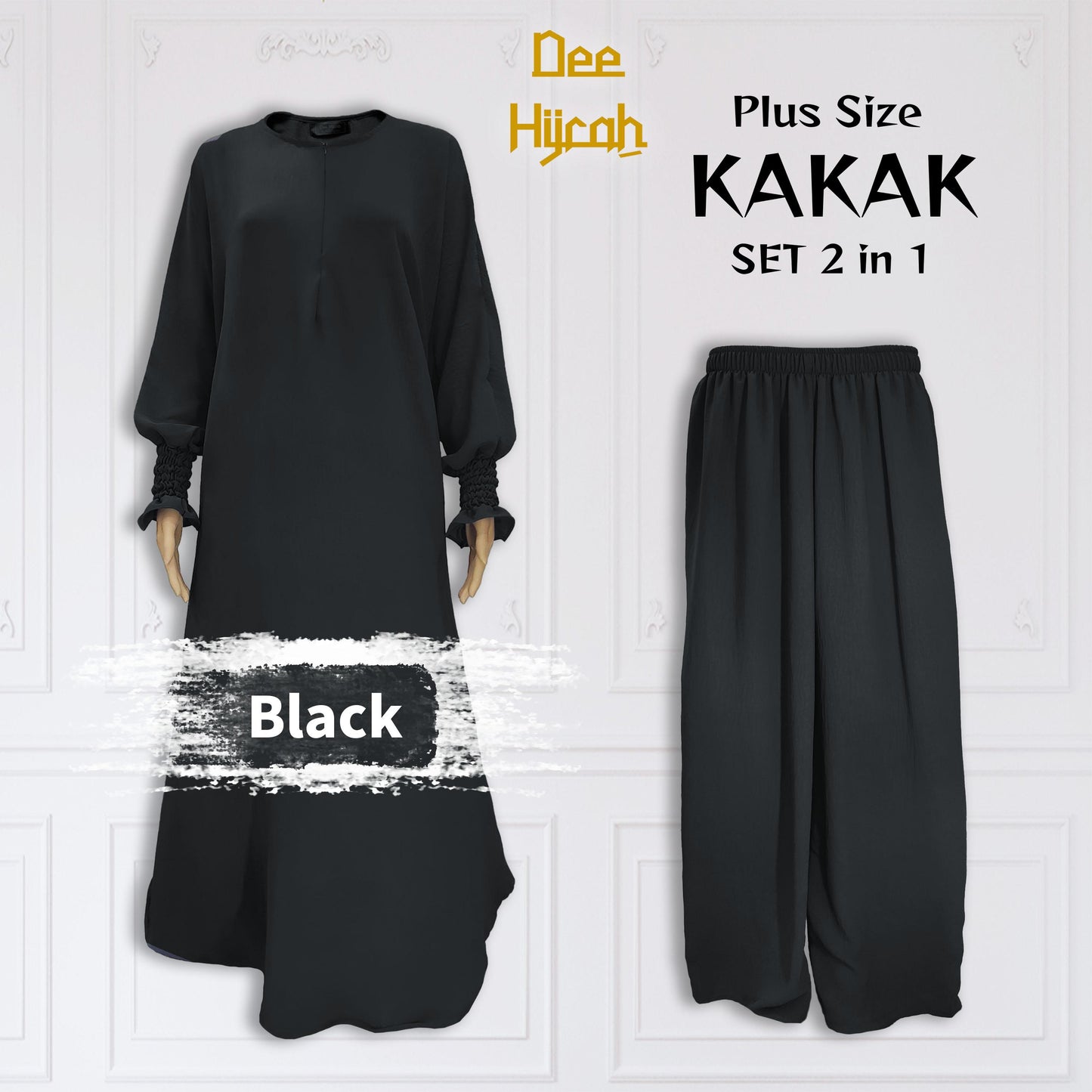 Set 2-in-1 and 4-in-1 KAKAK - Suit Jubah Dress with Pant - One size fit all loose fashion