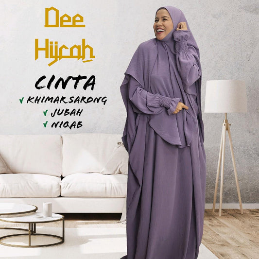 Set 3-in-1 CINTA - Jubah with instant long scarf and free short niqab