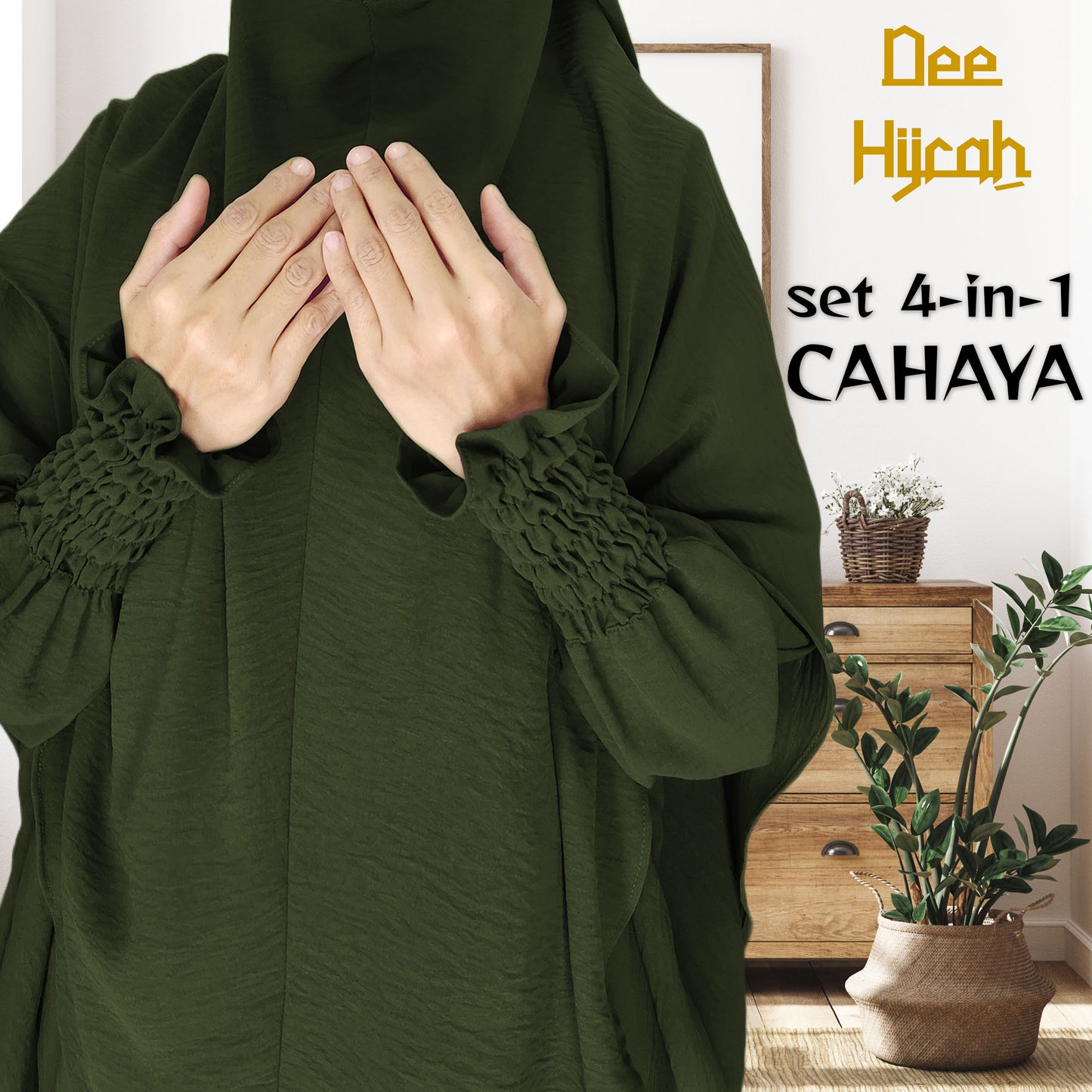 Set 4-in-1 CAHAYA - Jubah and pant with long Khimar and free short niqab