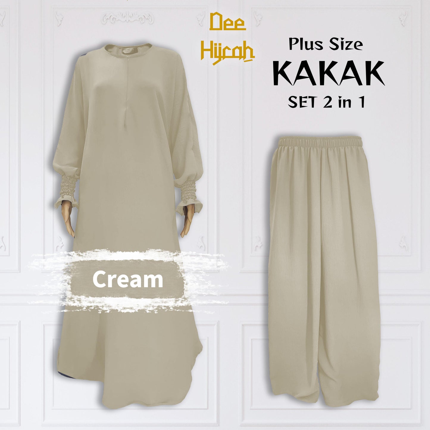 Set 2-in-1 and 4-in-1 KAKAK - Suit Jubah Dress with Pant - One size fit all loose fashion