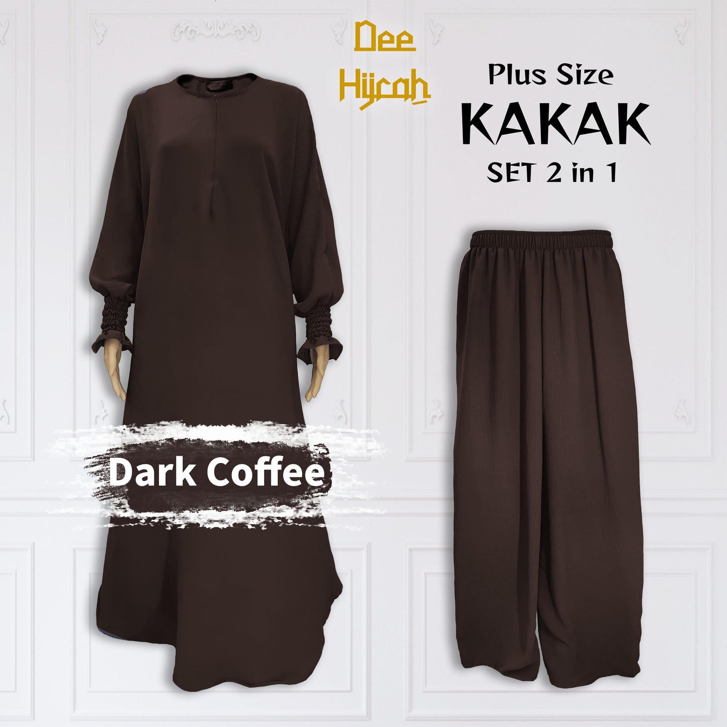 Set 2-in-1 and 4-in-1 KAKAK - Suit Jubah Dress with Pant - One size fit all loose fashion