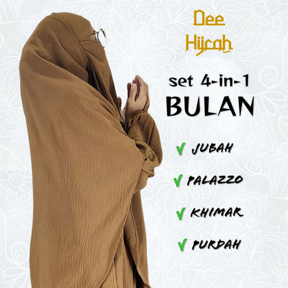 Set 4-in-1 BULAN - Jubah and pant with long Khimar and free short niqab