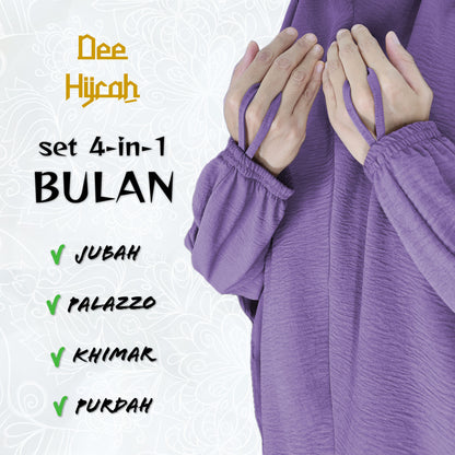 Set 4-in-1 BULAN - Jubah and pant with long Khimar and free short niqab