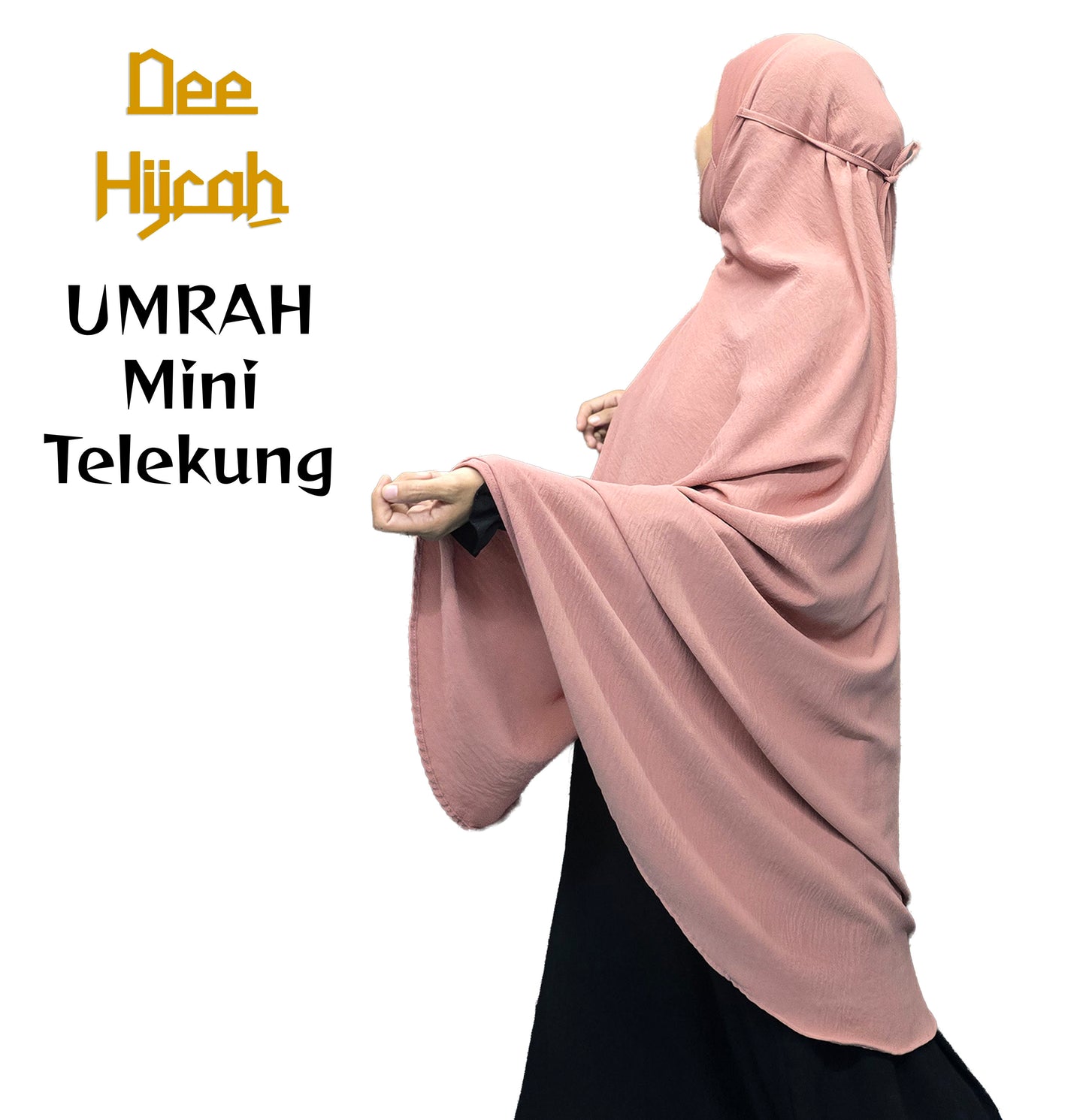 Deehijrah - Mini Telekung Umrah CEY + Moscrepe Awning | Berdagu Selesa Stretchable | Berpoket Sorok | Travel Umrah Hajj | 16 Warna