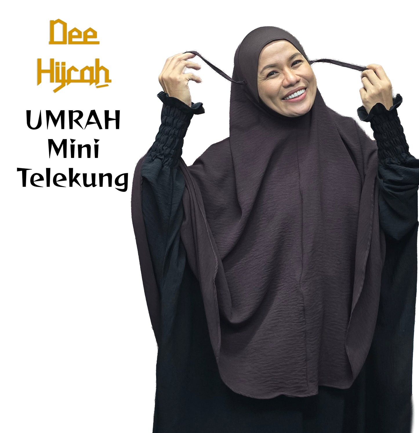 Deehijrah - Mini Telekung Umrah CEY + Moscrepe Awning | Berdagu Selesa Stretchable | Berpoket Sorok | Travel Umrah Hajj | 16 Warna