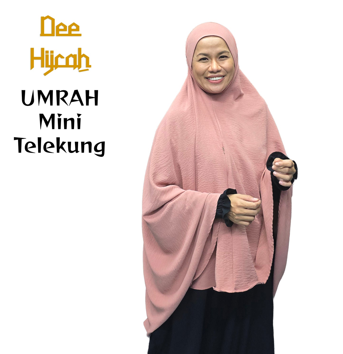 Deehijrah - Mini Telekung Umrah CEY + Moscrepe Awning | Berdagu Selesa Stretchable | Berpoket Sorok | Travel Umrah Hajj | 16 Warna