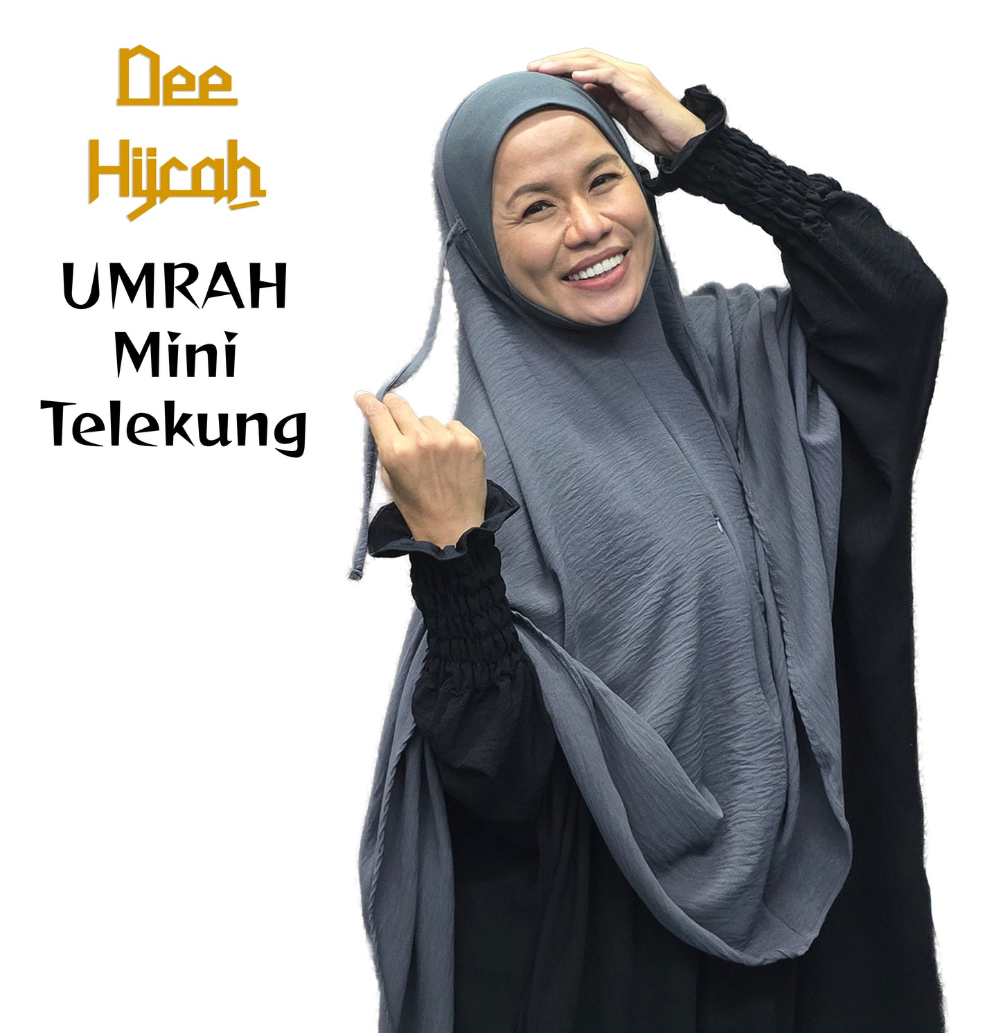 Deehijrah - Mini Telekung Umrah CEY + Moscrepe Awning | Berdagu Selesa Stretchable | Berpoket Sorok | Travel Umrah Hajj | 16 Warna