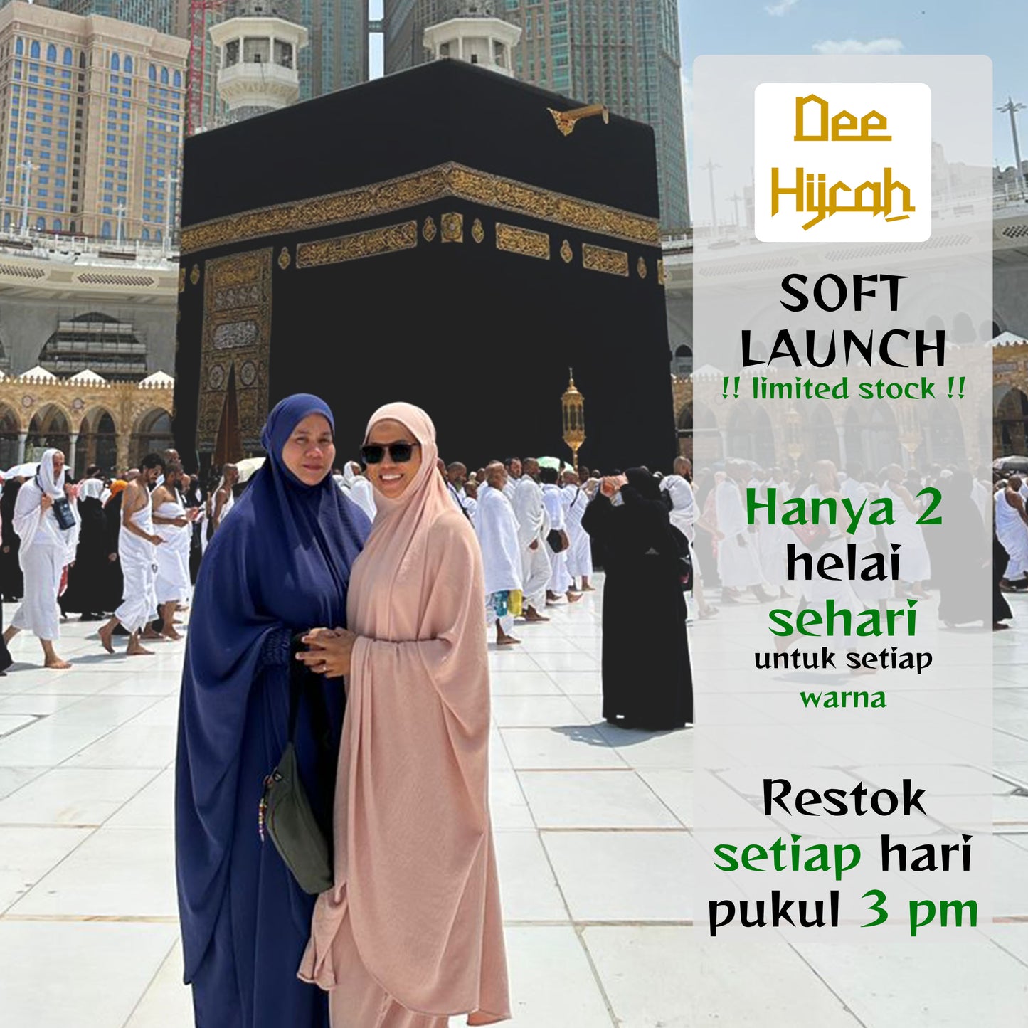 DeeHijrah Set Mekkah 2-in-1 Telekung Labuh + Palazzo or Abaya with pockets loose fashion plussize edition Umrah