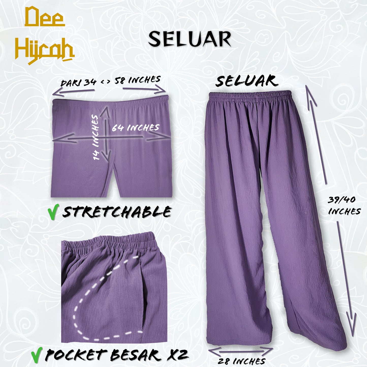 Set 4-in-1 AWAN - Jubah and pant with instant long Scarf and free short Niqab