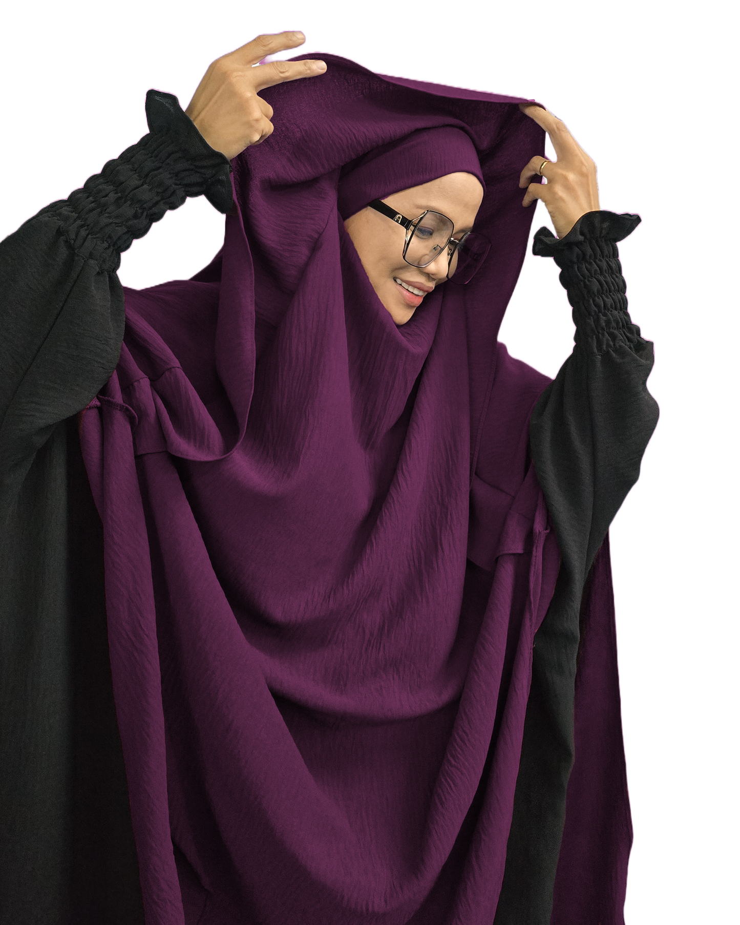 Deehijrah Tudung Labuh Khimar Hidden Hood Extra Flowy Ironless Maxi Labuh