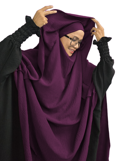 Deehijrah Tudung Labuh Khimar Hidden Hood Extra Flowy Ironless Maxi Labuh