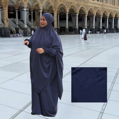 DeeHijrah Set Mekkah 2-in-1 Telekung Labuh + Palazzo or Abaya with pockets loose fashion plussize edition Umrah