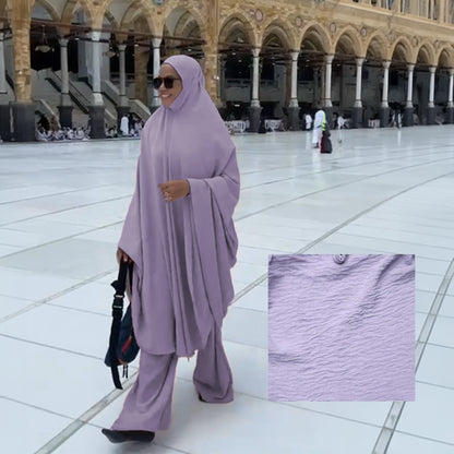 DeeHijrah Set Mekkah 2-in-1 Telekung Labuh + Palazzo or Abaya with pockets loose fashion plussize edition Umrah