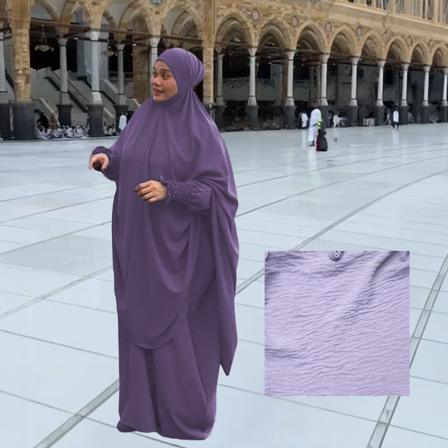 DeeHijrah Set Mekkah 2-in-1 Telekung Labuh + Palazzo or Abaya with pockets loose fashion plussize edition Umrah