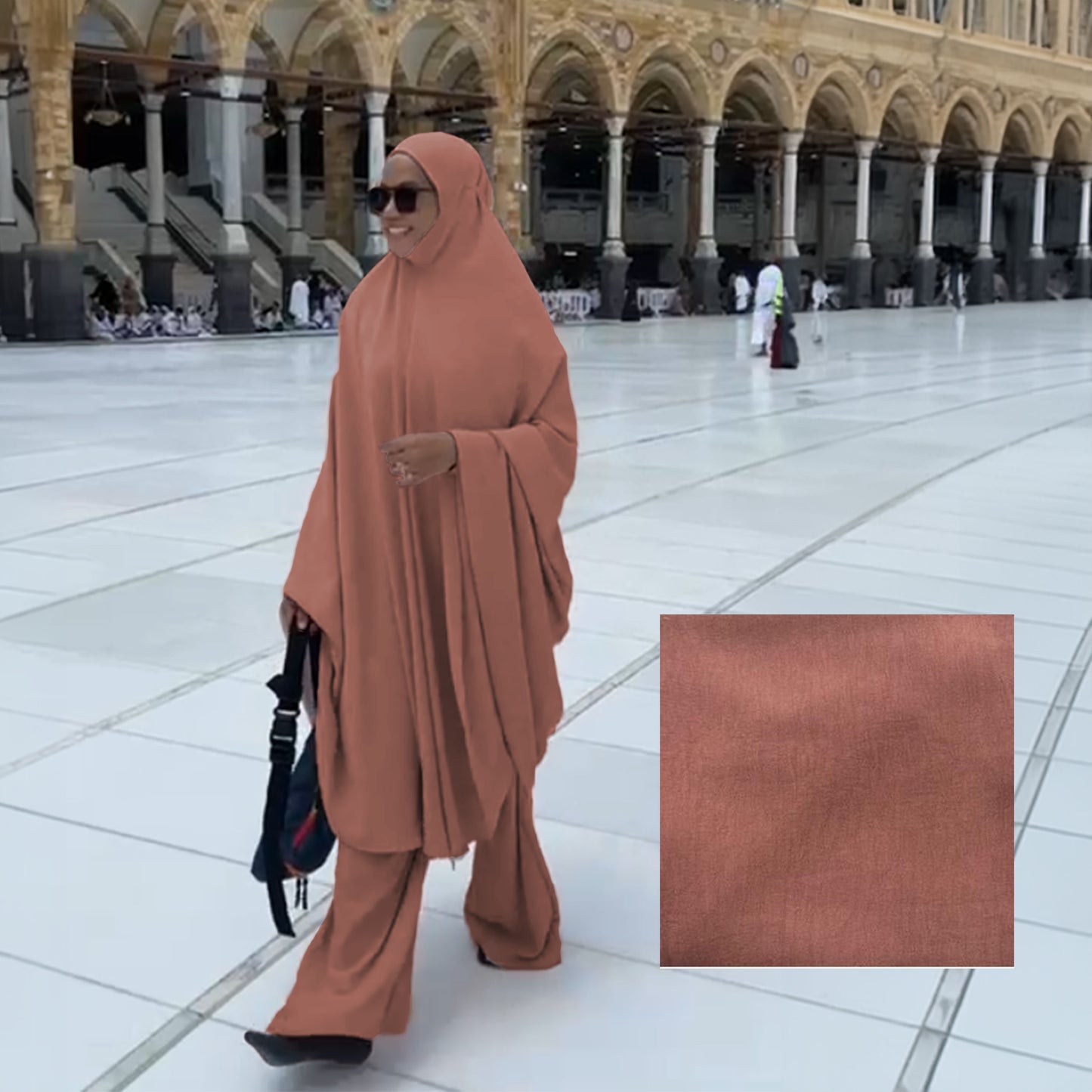 DeeHijrah Set Mekkah 2-in-1 Telekung Labuh + Palazzo or Abaya with pockets loose fashion plussize edition Umrah