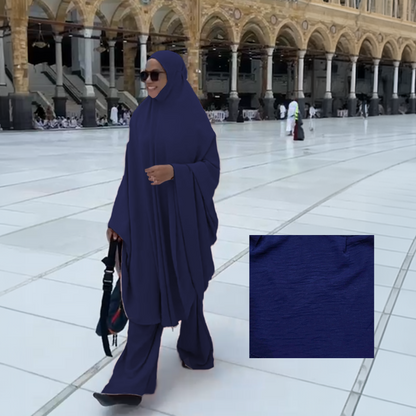 DeeHijrah Set Mekkah 2-in-1 Telekung Labuh + Palazzo or Abaya with pockets loose fashion plussize edition Umrah