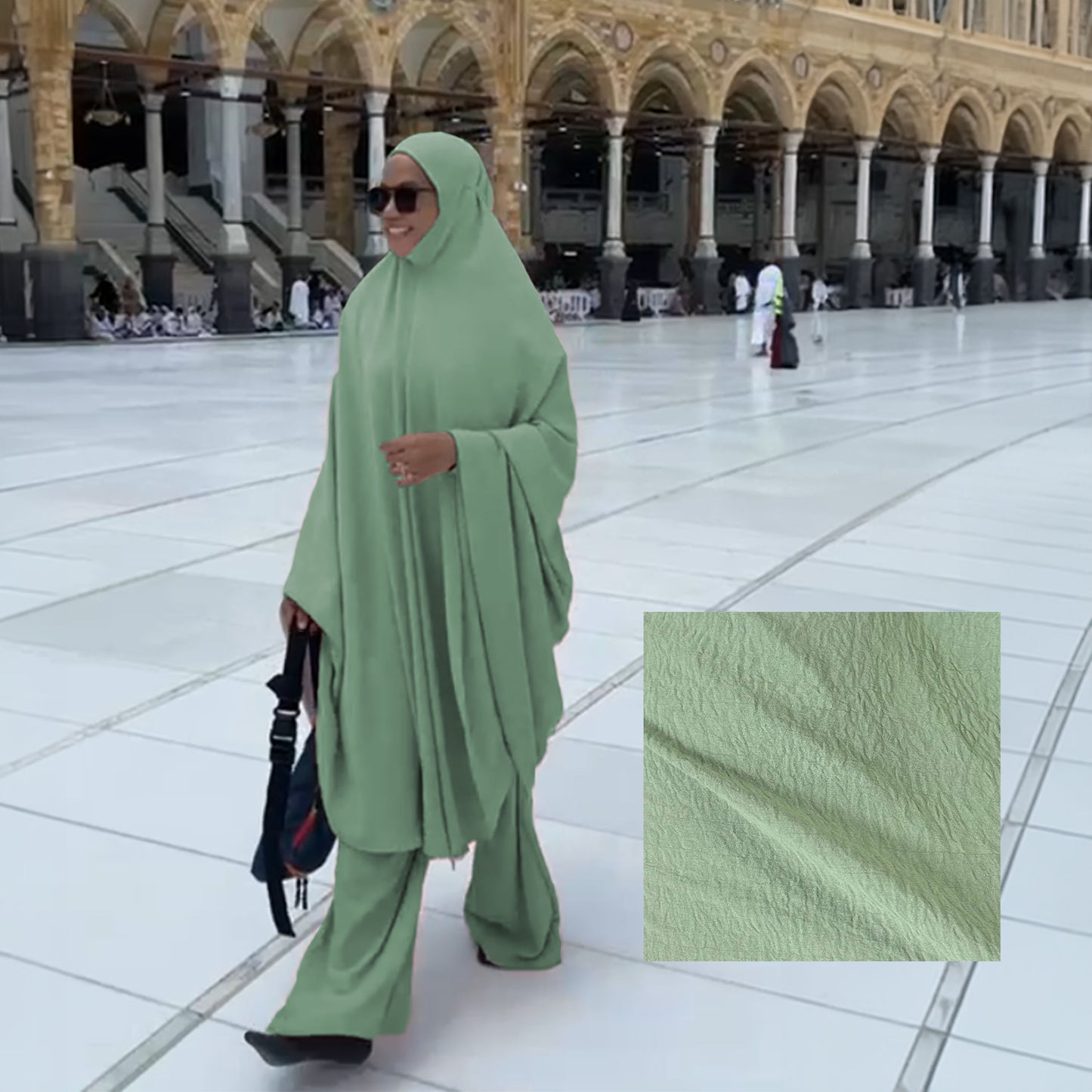 DeeHijrah Set Mekkah 2-in-1 Telekung Labuh + Palazzo or Abaya with pockets loose fashion plussize edition Umrah