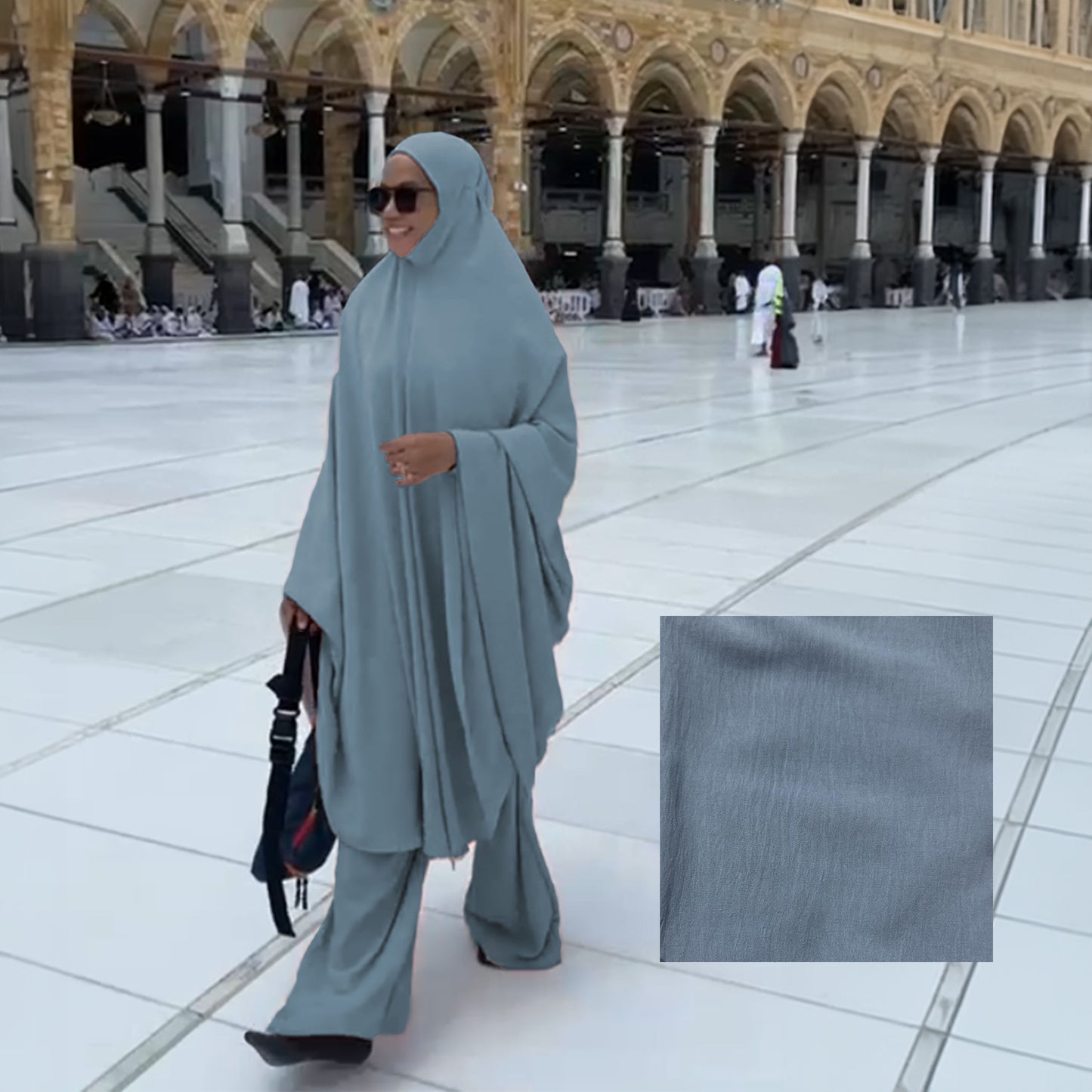 DeeHijrah Set Mekkah 2-in-1 Telekung Labuh + Palazzo or Abaya with pockets loose fashion plussize edition Umrah