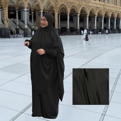 DeeHijrah Set Mekkah 2-in-1 Telekung Labuh + Palazzo or Abaya with pockets loose fashion plussize edition Umrah