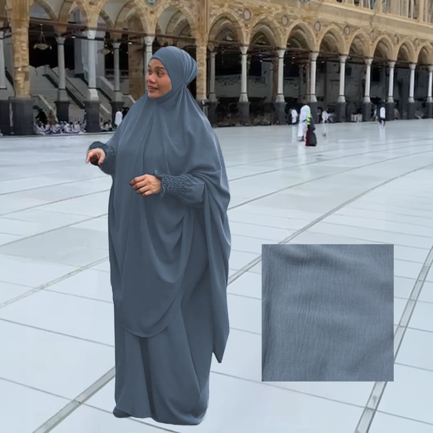 DeeHijrah Set Mekkah 2-in-1 Telekung Labuh + Palazzo or Abaya with pockets loose fashion plussize edition Umrah