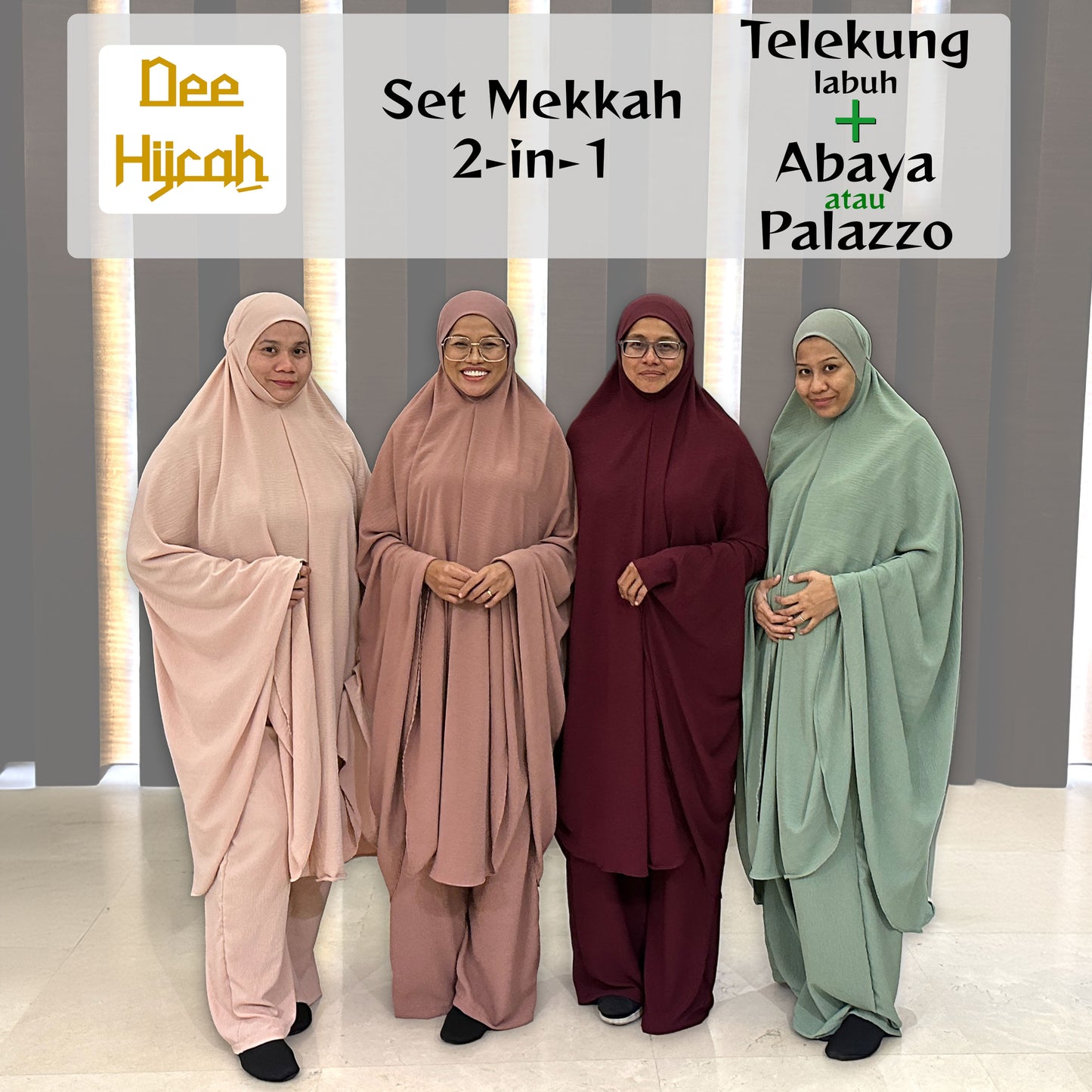 DeeHijrah Set Mekkah 2-in-1 Telekung Labuh + Palazzo or Abaya with pockets loose fashion plussize edition Umrah